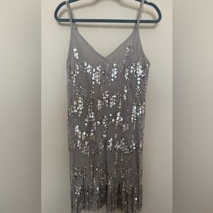 Abercrombie & Fitch Gray Dress with Silver and Gold Sequins size L